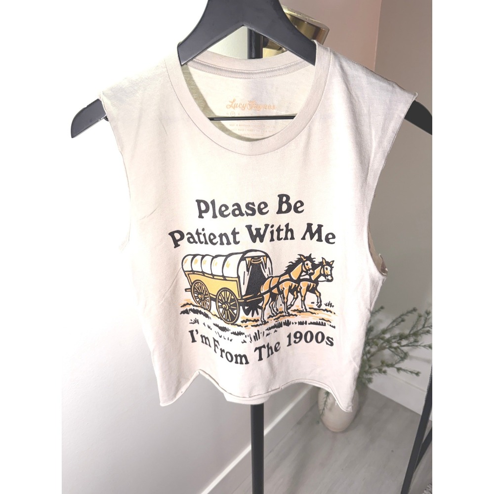 Lucy Jaynes tank crop raw hem from the 1900s humor gym funny fall layer unique s
